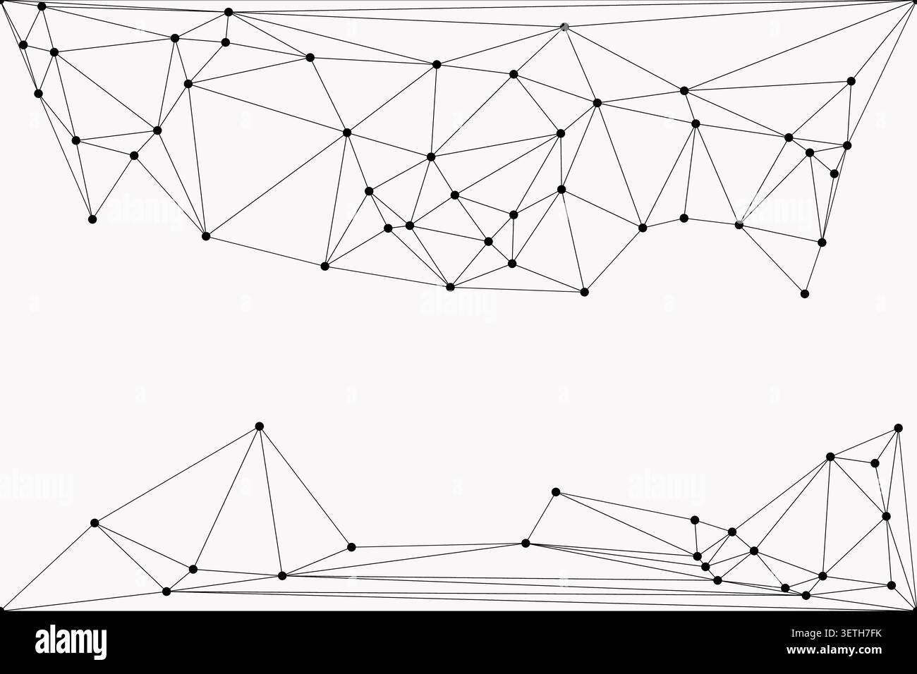 Esquisse architecturale ou d'ingénierie abstraite montrant des groupes géométriques symétriques supérieurs et inférieurs. Style de dessin technique avec des cercles noirs vifs et Illustration de Vecteur