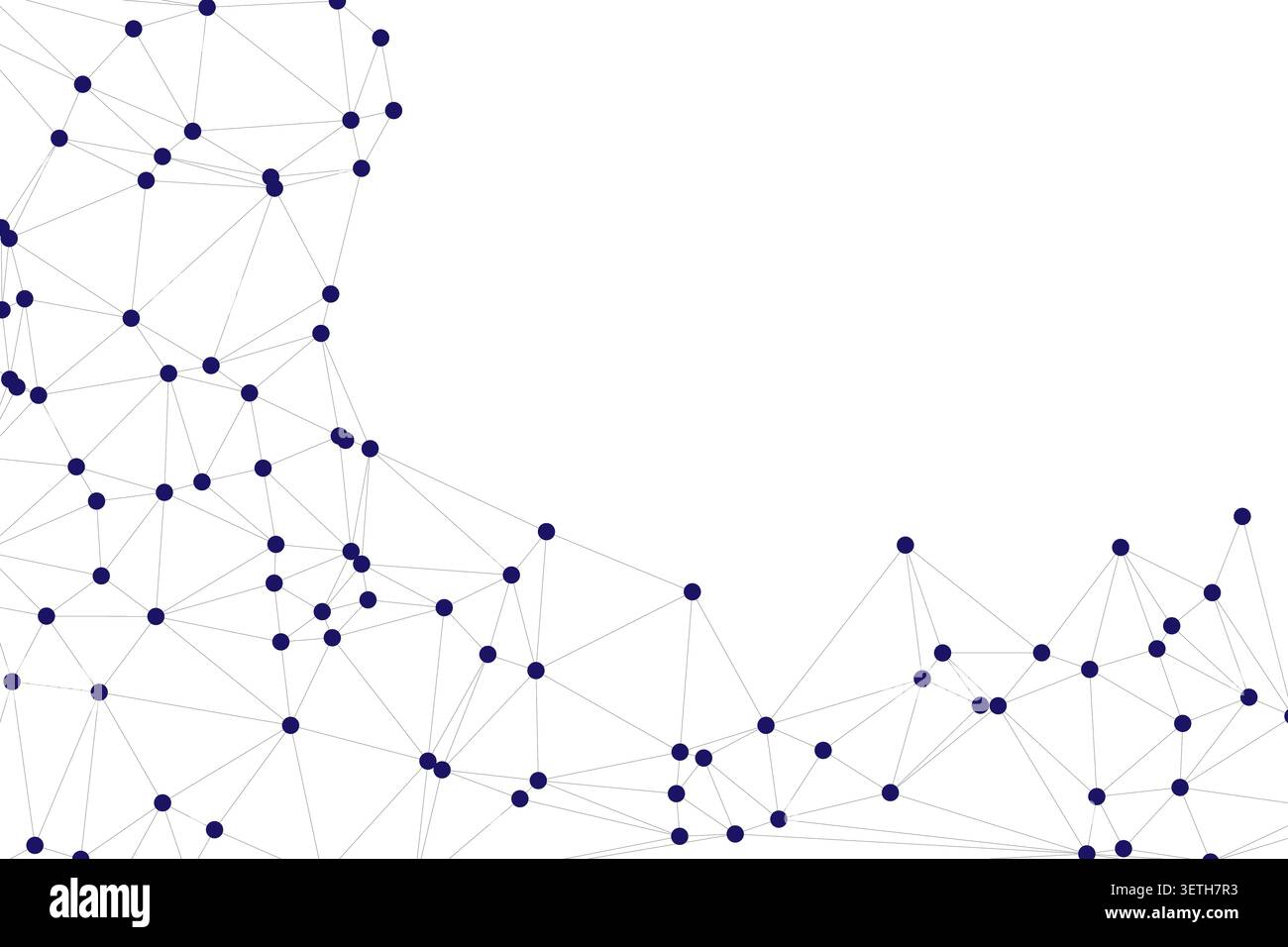 Motif géométrique de cercles bleu marine et de fines lignes grises sur fond blanc montrant l'effet plexus et les connexions de nœud pour le concept de technologie Web a Illustration de Vecteur