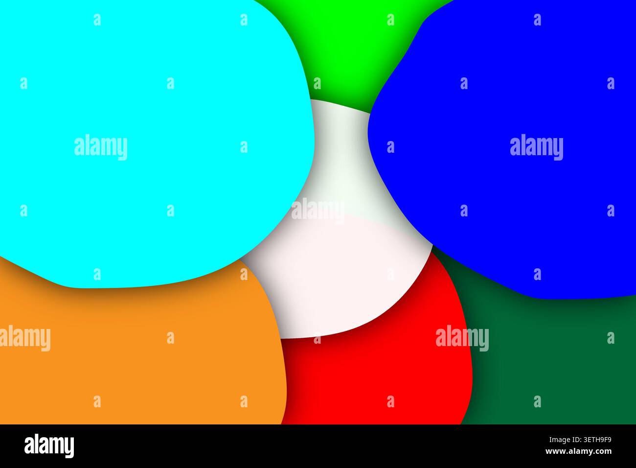 Composition abstraite de formes colorées se chevauchant comme des cercles et des blobs. Les ombres douces créent de la profondeur, un design vibrant, un style d'art moderne, un bac énergique Illustration de Vecteur