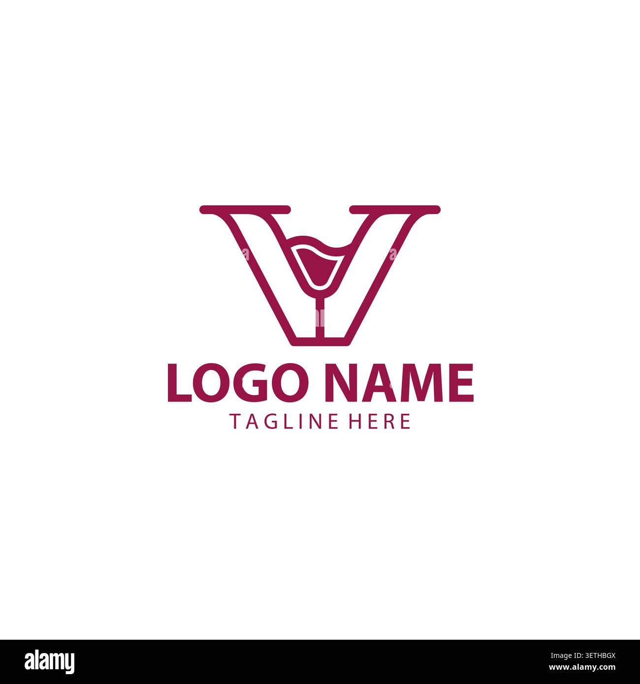 Lettre initiale V modèle de conception de logo de verre à vin. Convient pour Bar Restaurant, Winery Vineyard Pub Club Business Brand Company logo Design. Illustration de Vecteur