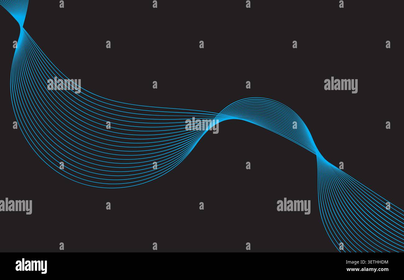 Motif de vagues abstraites répétitives avec des lignes turquoises brillantes sur bleu foncé. Design harmonieux, rythmé et futuriste. Adapté aux arrière-plans numériques Illustration de Vecteur