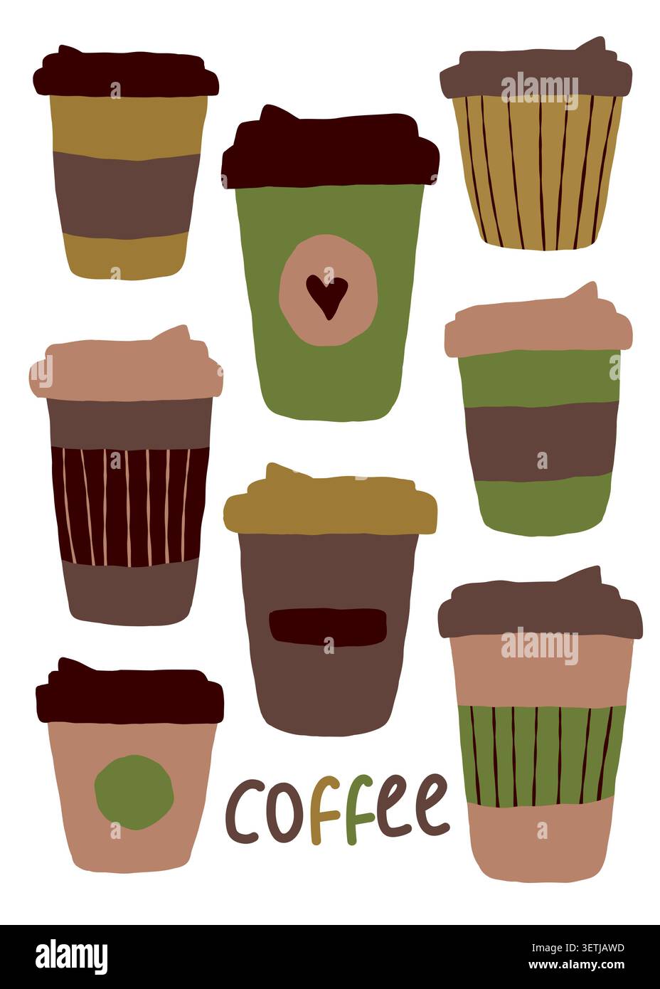 Ensemble vecteur de tasses en papier Café to Go. Illustration de Vecteur