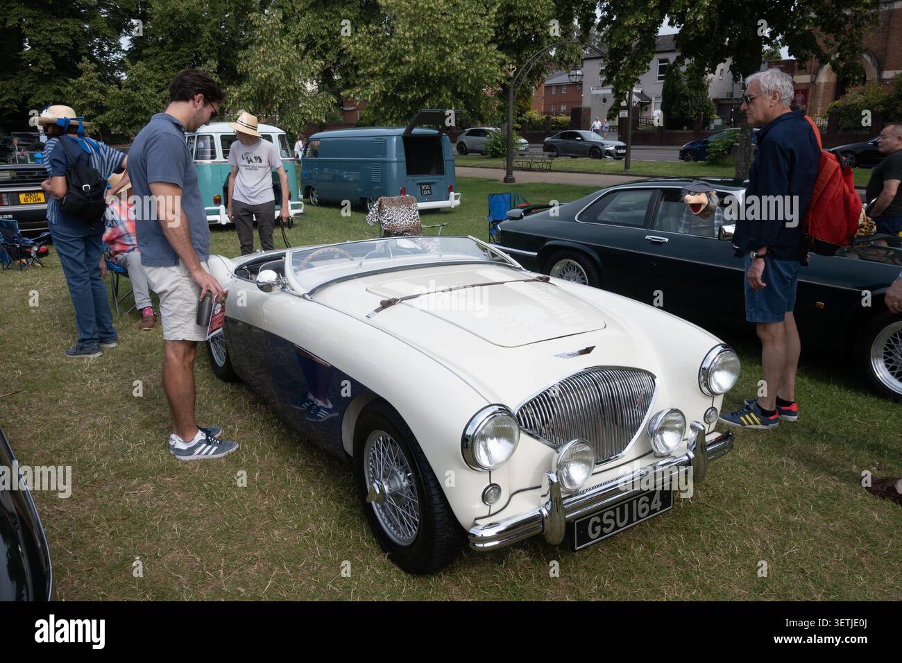 Austin-Healey 100 voiture au festival automobile Spa, Leamington Spa, Royaume-Uni Banque D'Images