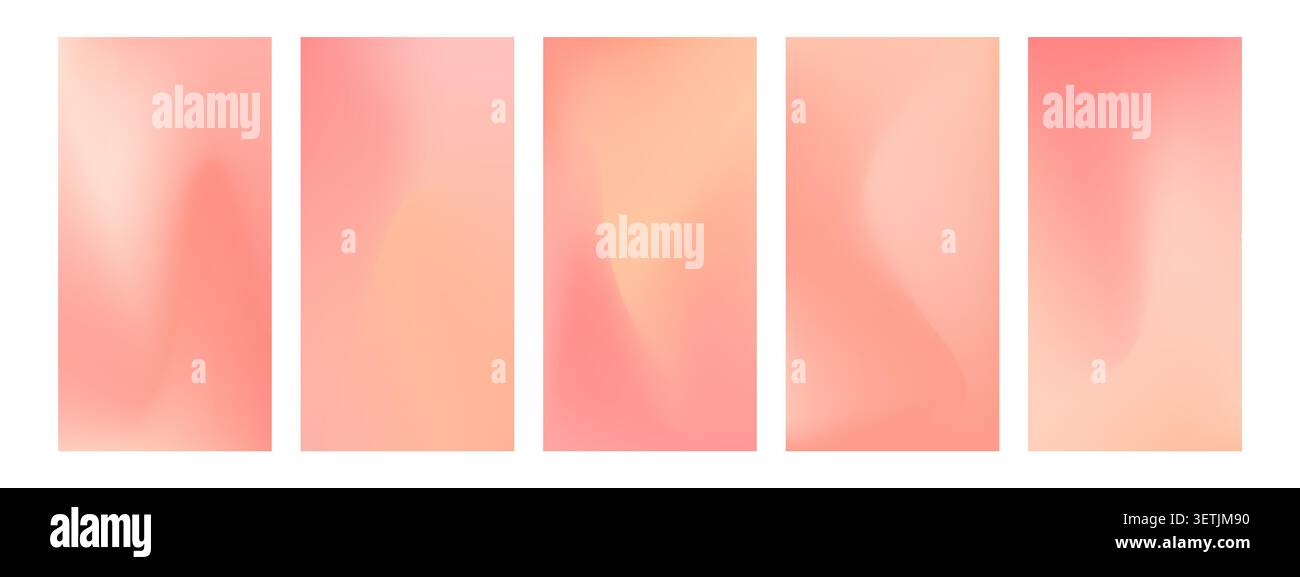 Fond dégradé d'aquarelle douce dans des couleurs rose pêche. Ensemble de décors ondulés pour papiers peints mobiles calmes ou couvertures de livres. Vecteur abstrait Illustration de Vecteur