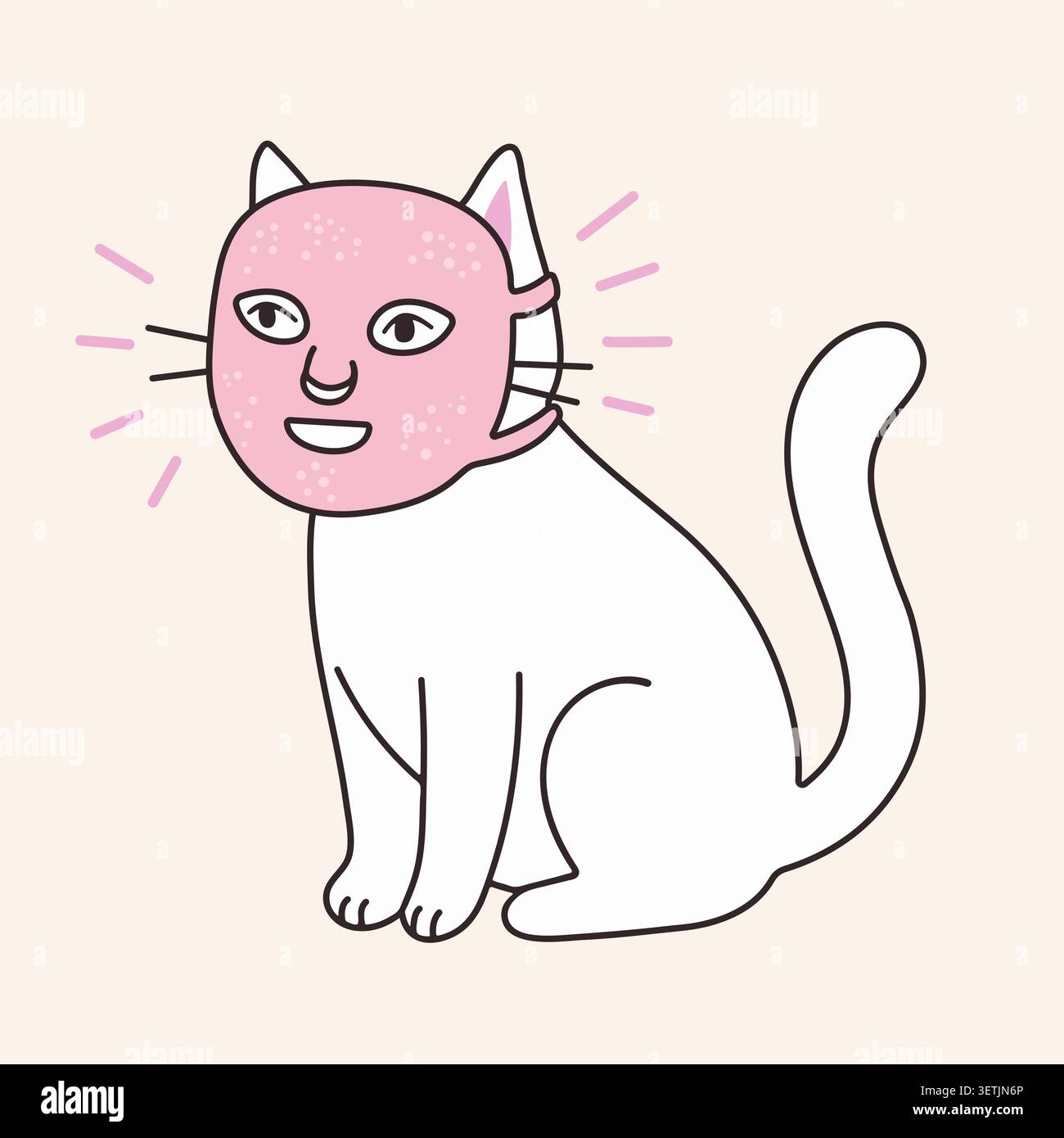 Chat blanc dans le masque LED facial. Illustration de Vecteur