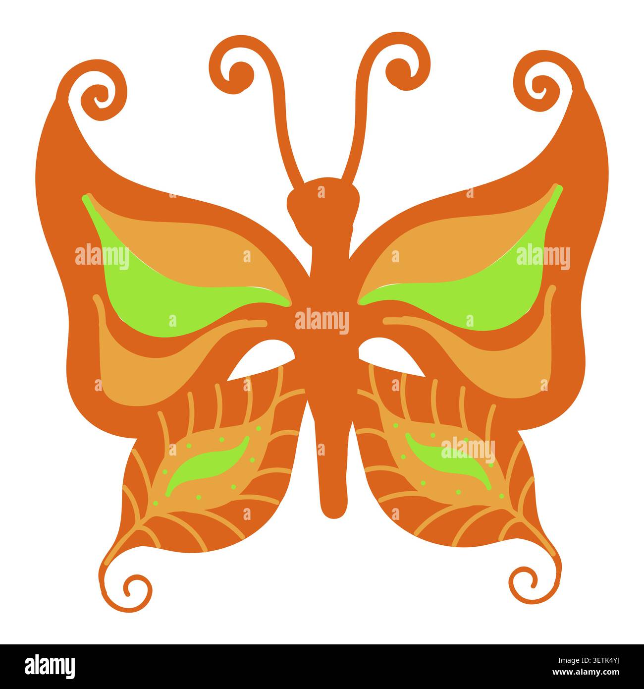 Papillon orange avec des taches vertes. Illustration vectorielle isolée sur un fond blanc. Illustration de Vecteur