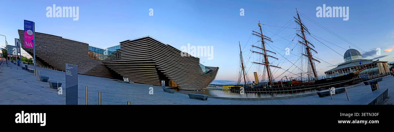Panorama du V&A Dundee et du RRS Discovery restauré sur le front de mer de Dundee, Écosse, Royaume-Uni. Banque D'Images