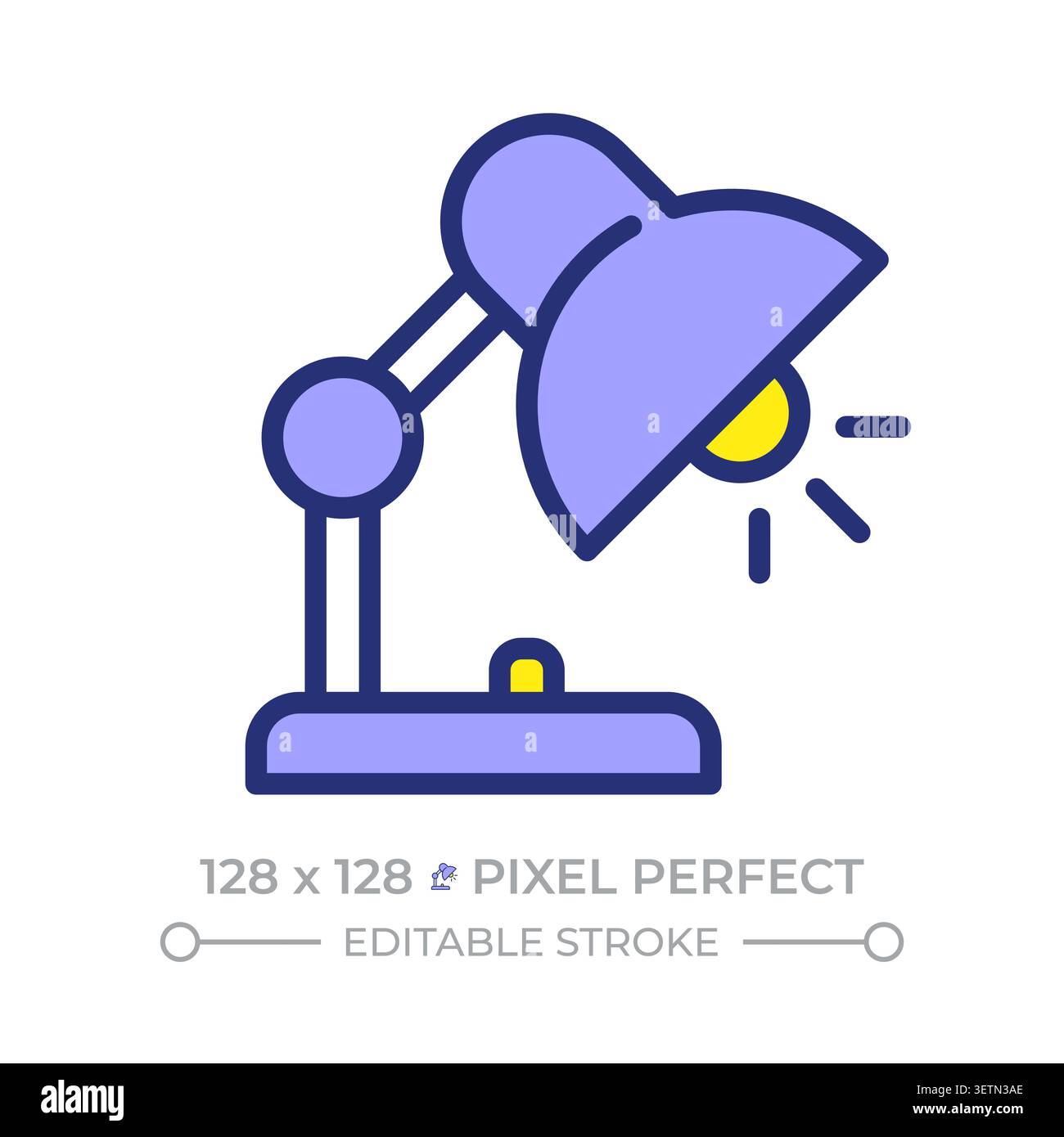 Icône de couleur de ligne parfaite pixel de lampe de bureau Illustration de Vecteur