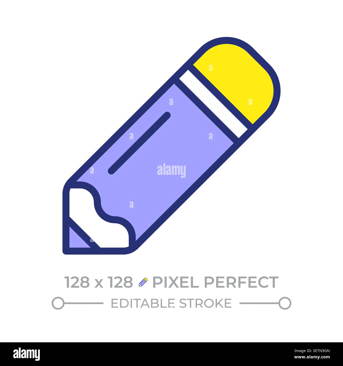 Icône de couleur de ligne parfaite pixel de crayon Illustration de Vecteur