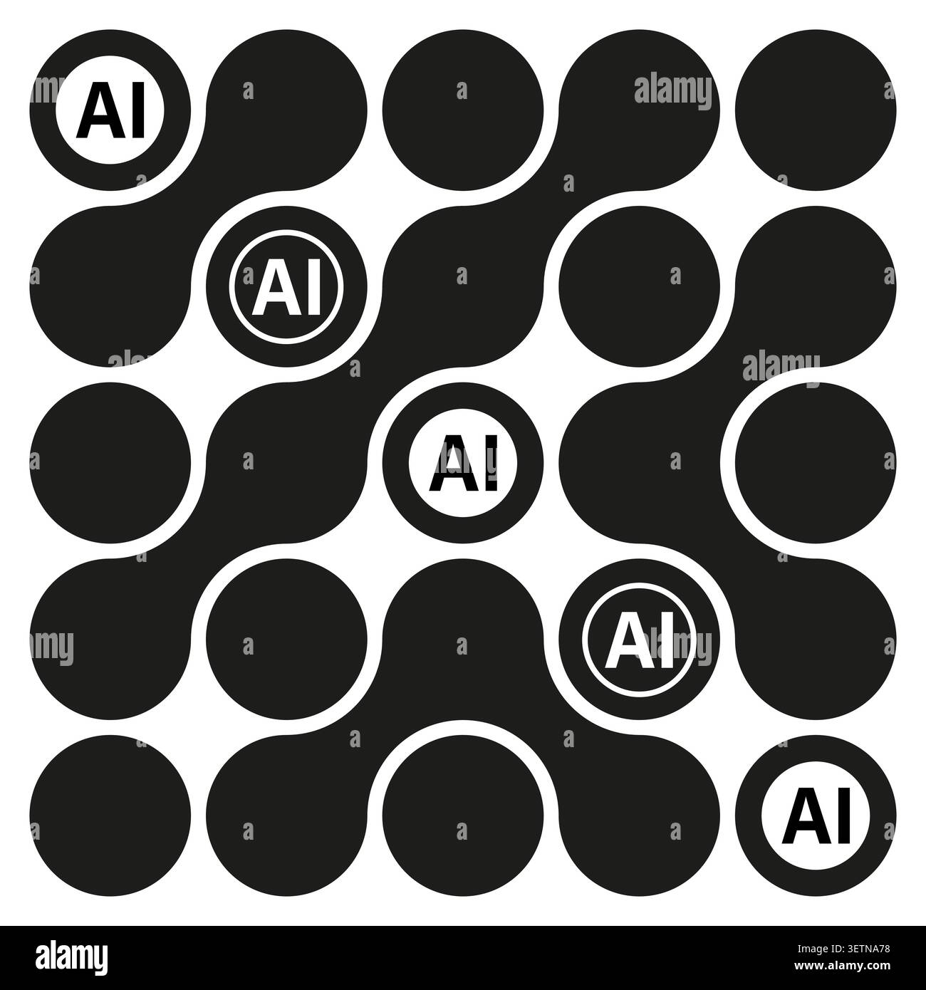 Vecteur de motif de réseau d'intelligence artificielle monochrome. Le graphique prend en charge les présentations de stratégie de marque et de science des données. SPE 10. Illustration de Vecteur