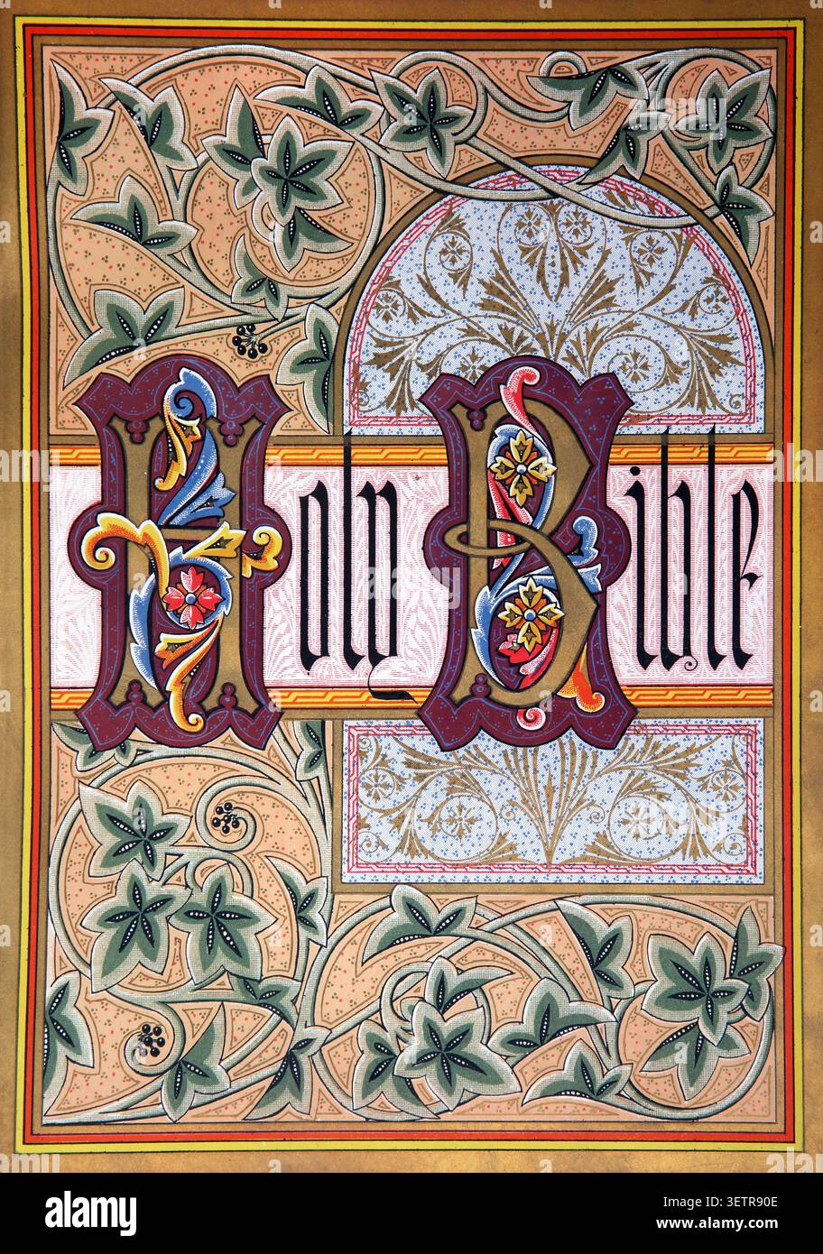 Page de titre de la National Comprehensive Family Bible la Sainte Bible avec les commentaires de Scott et Henry et les commentaires condensés et le Banque D'Images
