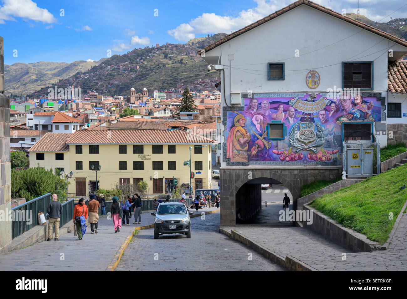 Art mural dédié au Bicentenaire du Pérou (Bicentenario del Perú) en 2021, Cusco, Pérou. Banque D'Images