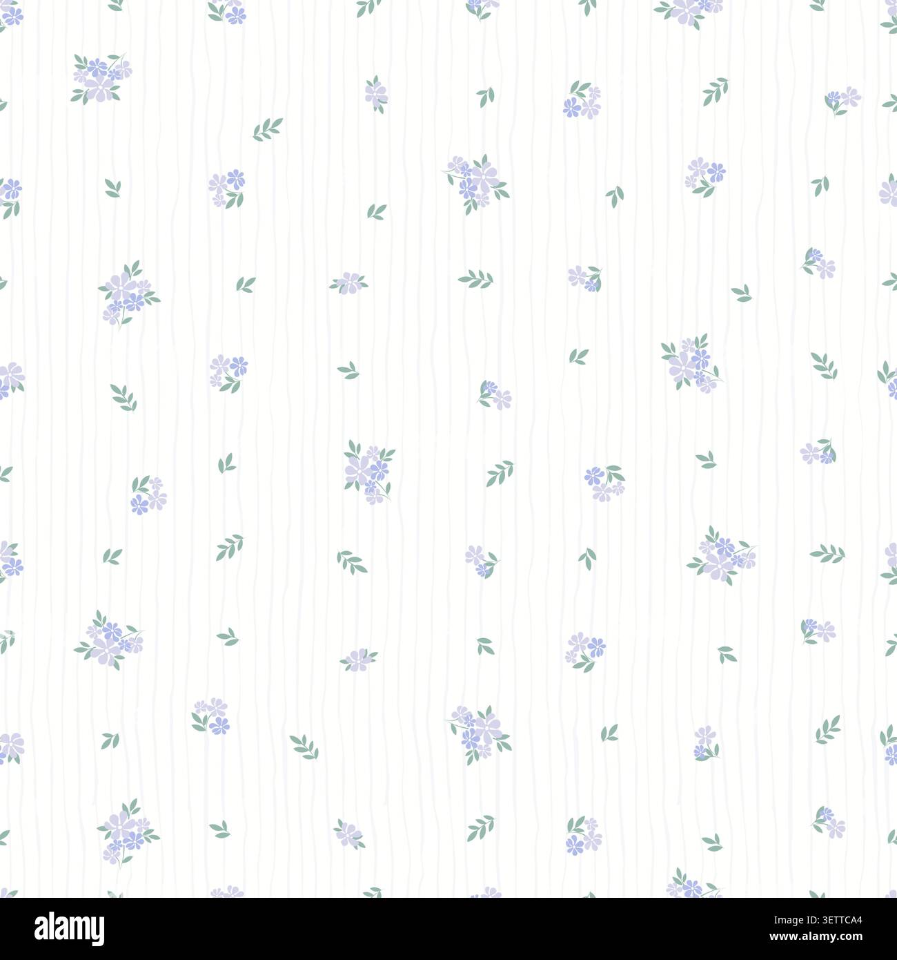 Joli motif sans couture de fleur bleu poussiéreux avec des pois sur fond blanc. Illustration vectorielle florale vintage Ditsy pour tissu de bébé, textile. Illustration de Vecteur