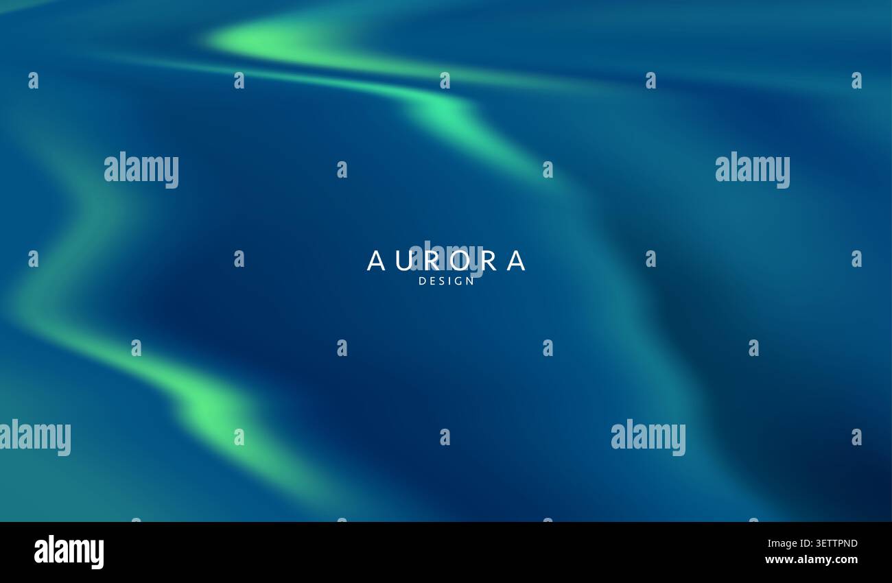 Fond de vecteur Aurora borealis. Bannière abstraite à gradient de lumières nordiques avec des rayures ondulées bleu marine profond et turquoise floues au néon. Fluide tendance. Illustration de Vecteur