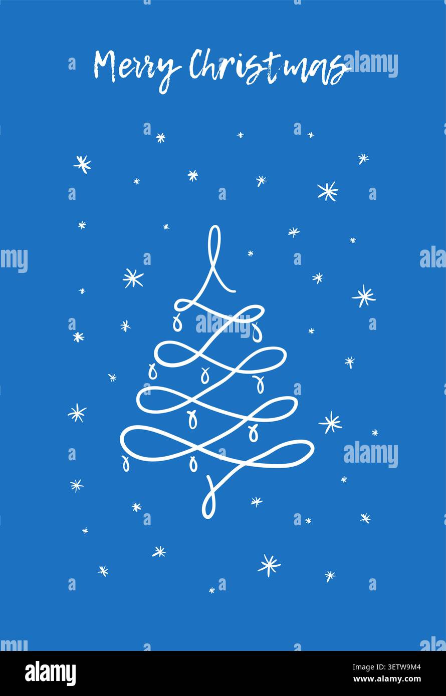Carte de voeux joyeux Noël Doodle bleu Illustration de Vecteur