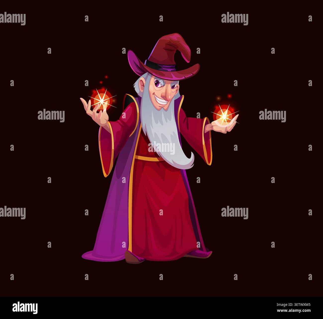 Sorcier sorcier de sorcier d'Halloween ou personnage de mage maléfique Illustration de Vecteur