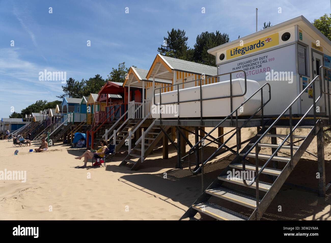 Station Life Guard sur la plage de Wells Banque D'Images