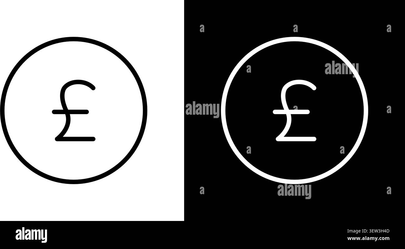 Jeu d'icônes de devise Livre sterling. British Financial and Economic Representation Outline Symbol Collection. Change de devises et valeur monétaire Illustration de Vecteur