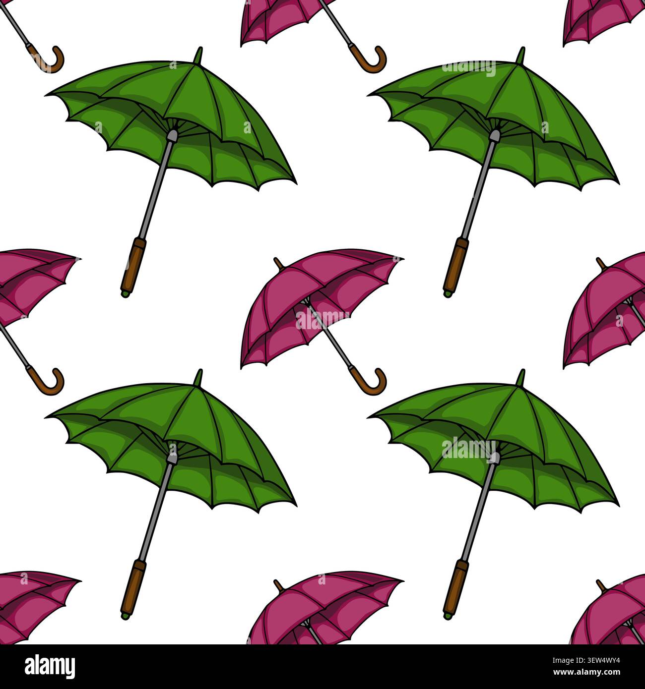Modèle vectoriel sans couture avec des parapluies d'automne colorés sur fond blanc Illustration de Vecteur