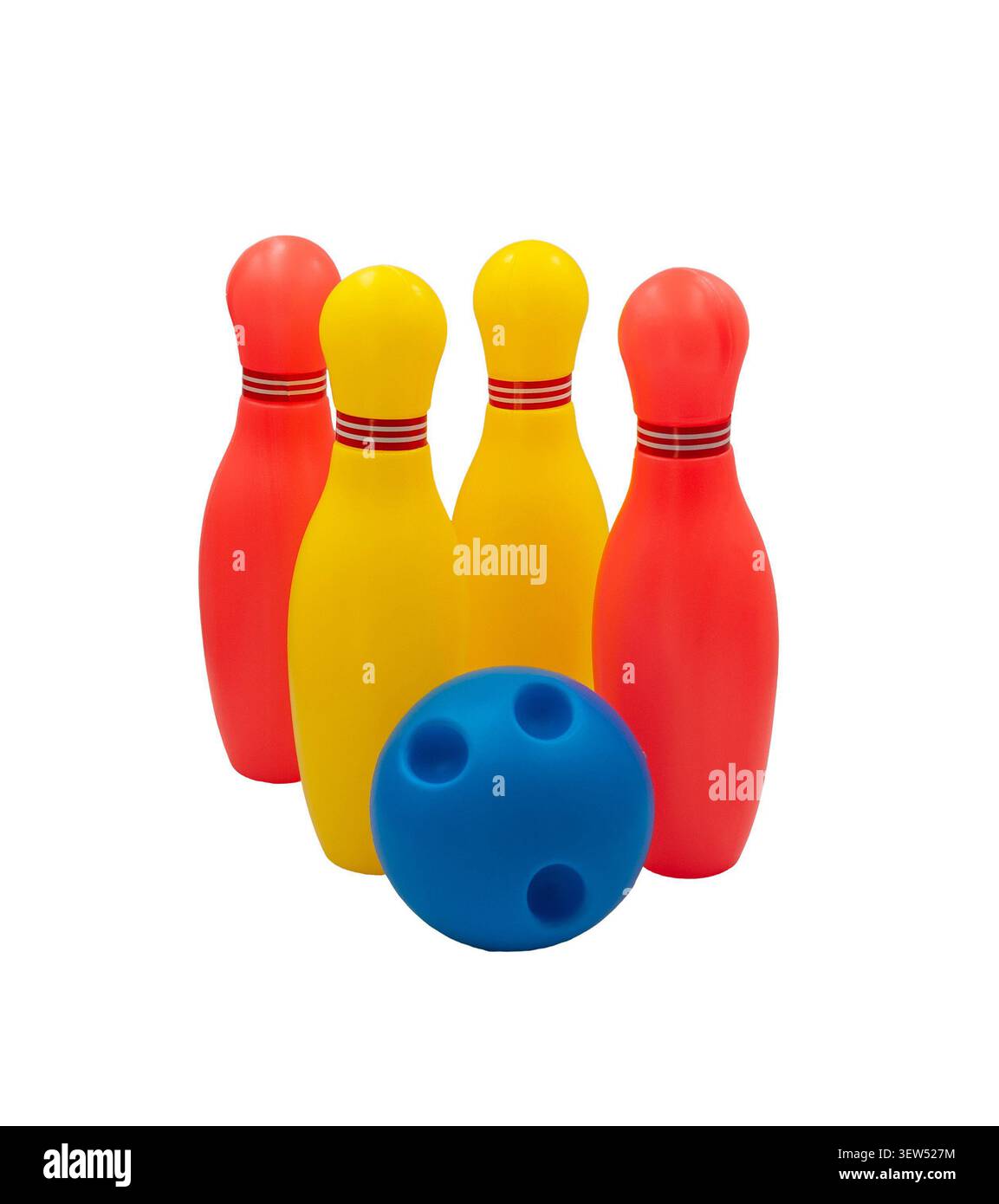 Ensemble coloré de bowling jouet pour enfants isolé sur fond blanc Banque D'Images