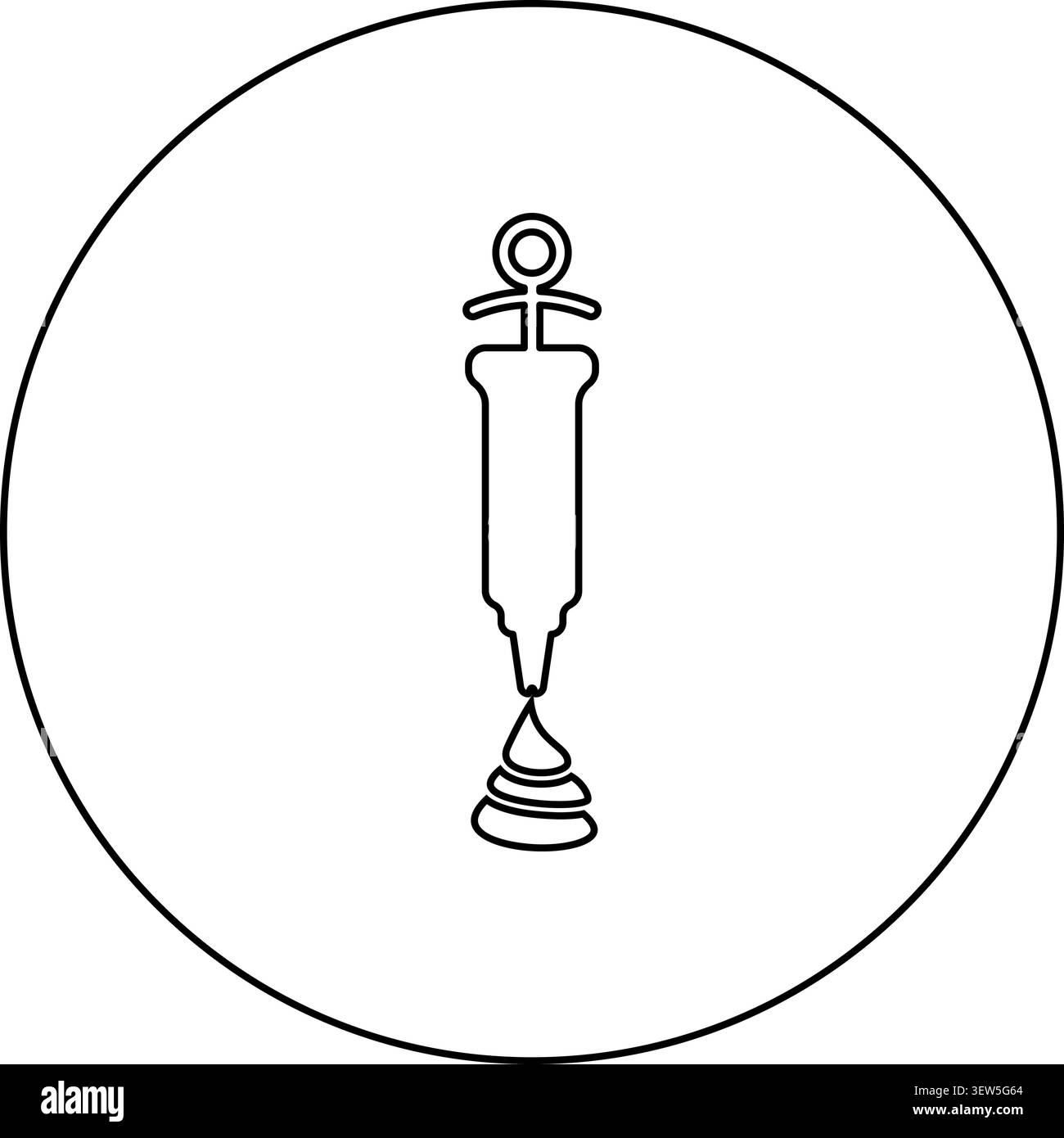 Confiserie seringue glaçage crème pâtisserie tourbillon crème fouettée icône en cercle rond noir illustration vectorielle image contour ligne mince Illustration de Vecteur