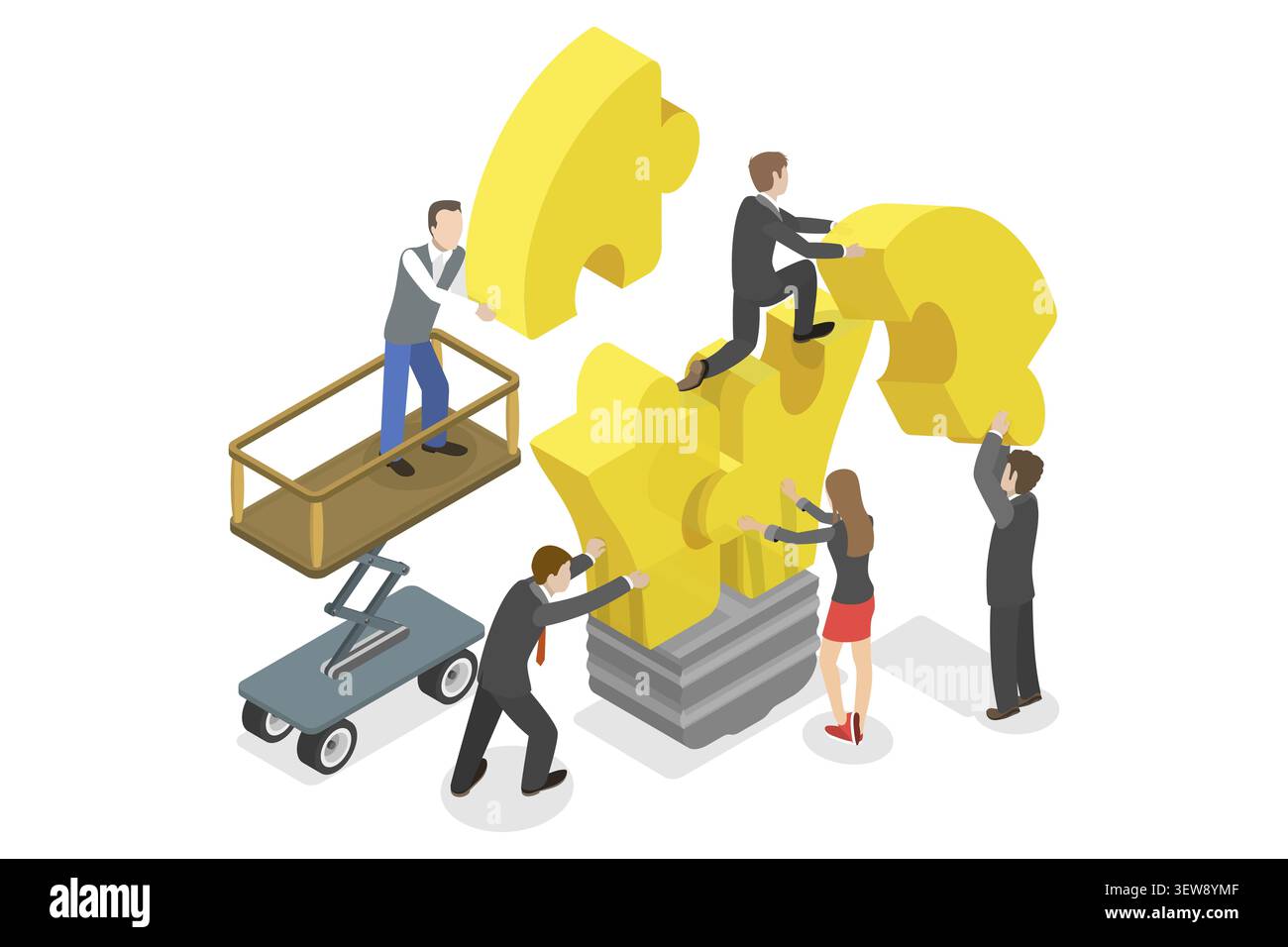 3D Isométrique Flat illustration conceptuelle de Team Building, TeamWork et Cooperation Banque D'Images