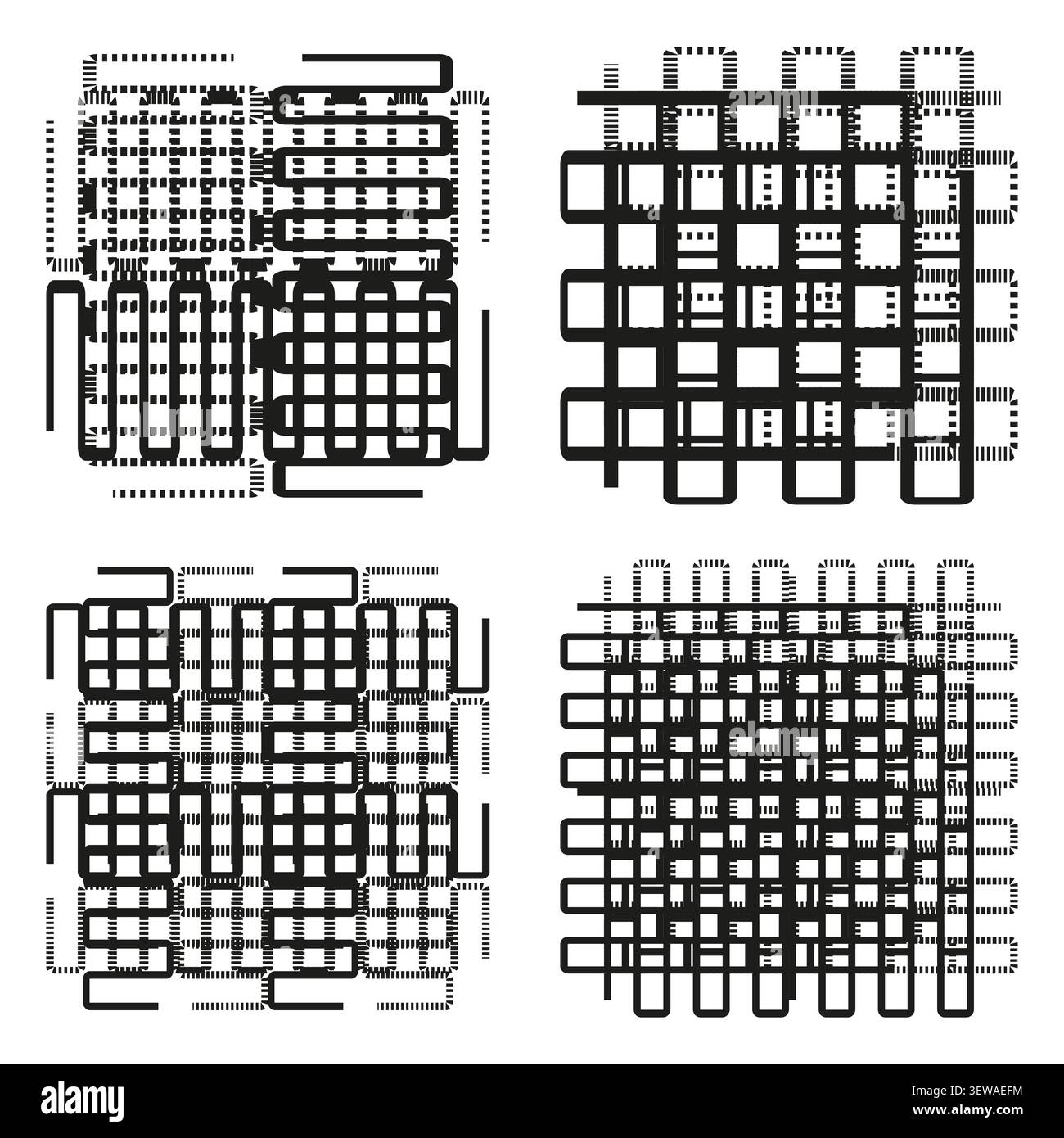 La grille de lignes pointillées comporte un ensemble de vecteurs noirs. Ce mesh géométrique abstrait met en valeur les arrière-plans technologiques modernes et simples. Illustration de Vecteur