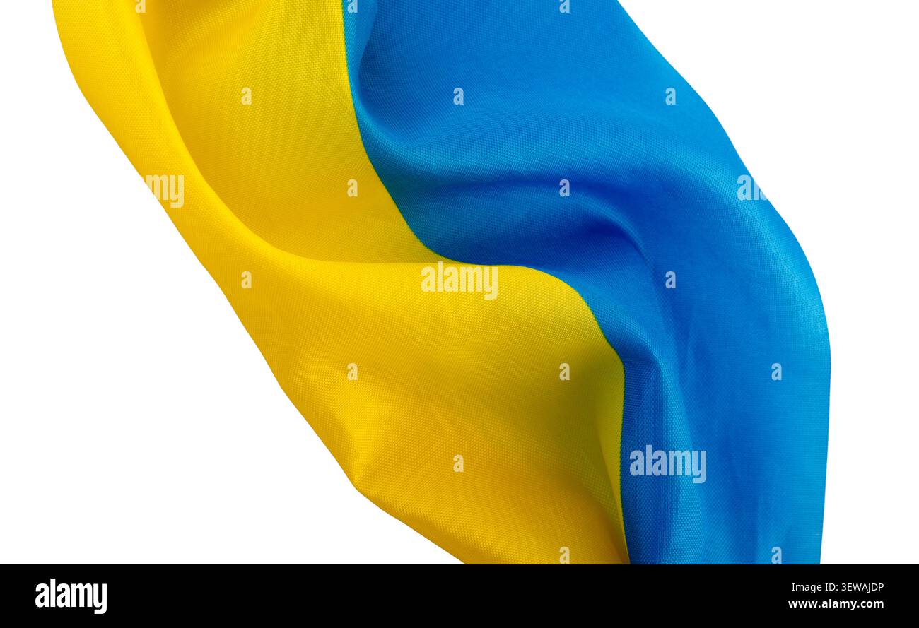 Drapeau de l'Ukraine isolé sur fond blanc avec espace de copie Banque D'Images