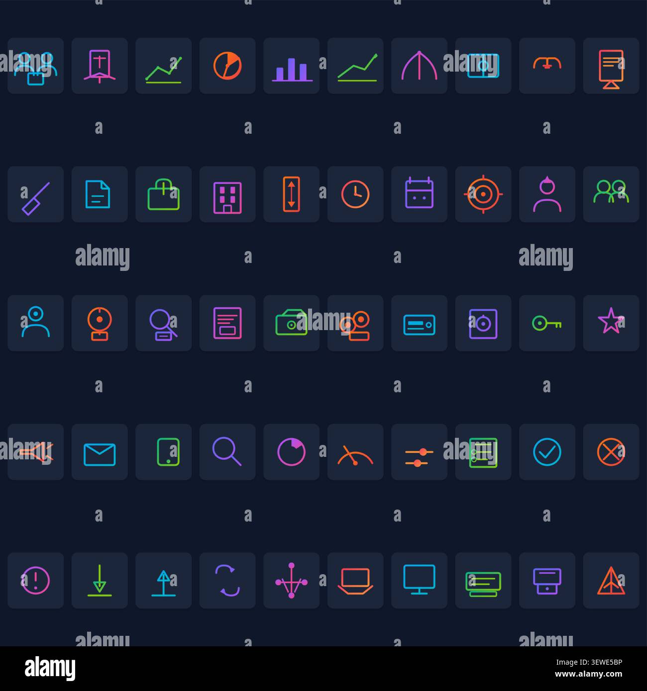 Pack complet d'icônes Business & Finance – Pack d'icônes gradient Outline – Dark Edition Illustration de Vecteur