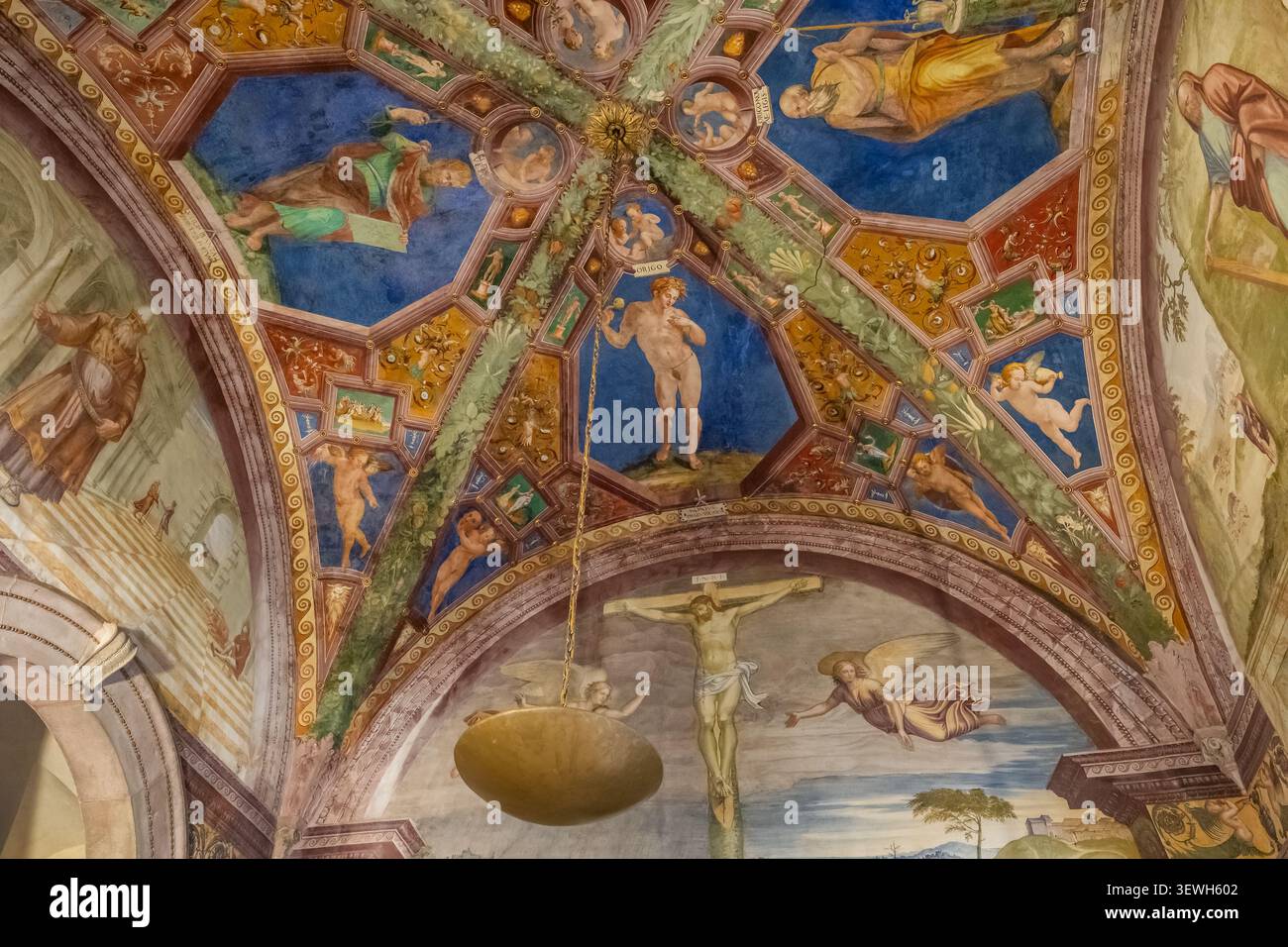 Fresques Renaissance au plafond du Duomo di Santa Maria Assunta, Spoleto, Italie Banque D'Images