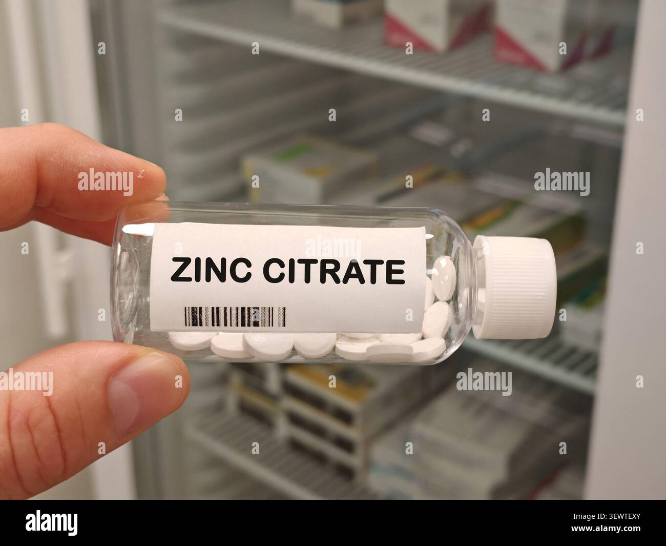 CITRATE DE zinc supplément minéral de zinc pour peau immunitaire et bouteille de soutien métabolique avec comprimés Banque D'Images