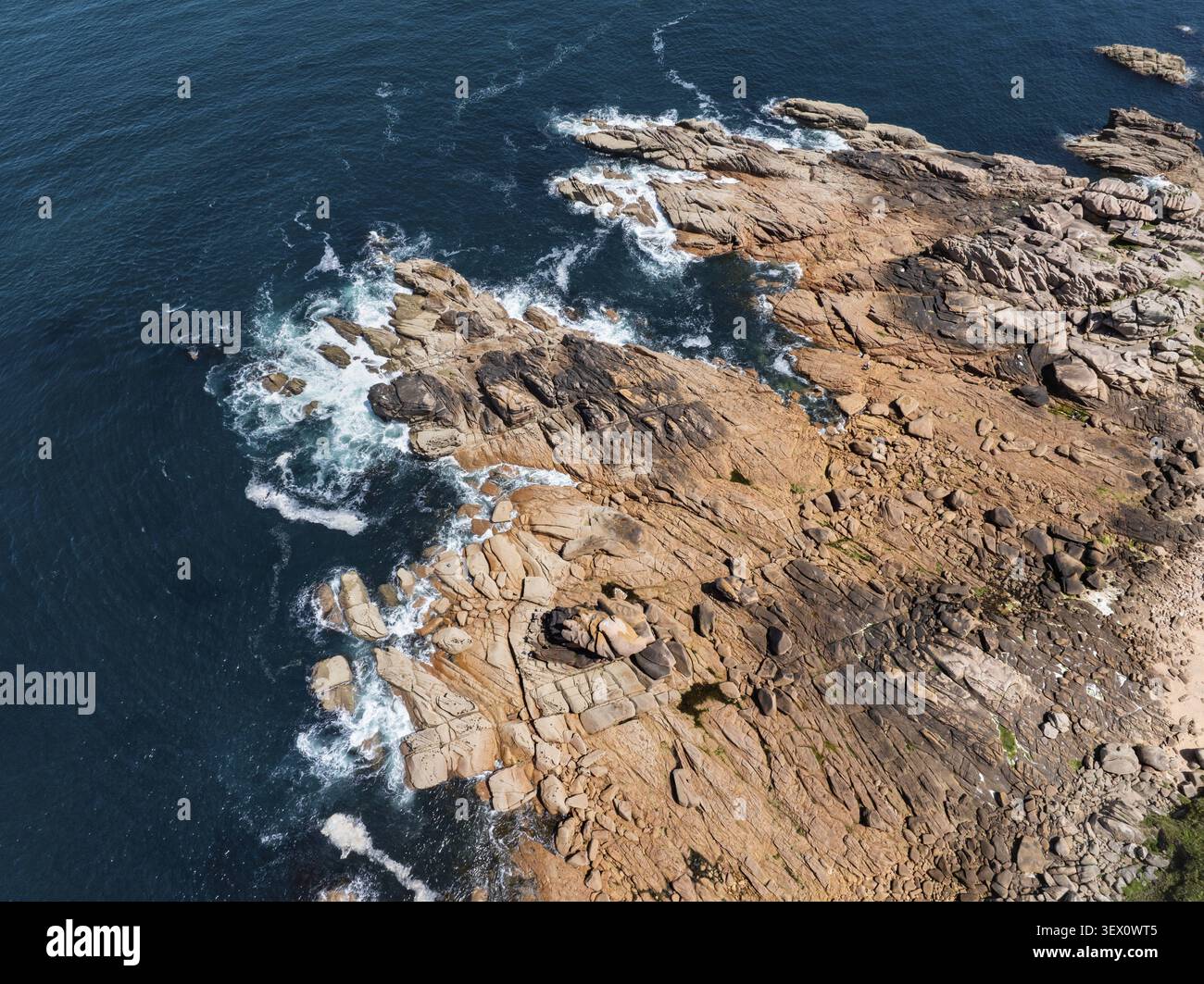 Vue aérienne, vue de dessus de la célèbre Côte de granit Rose, Ploumanac'h, Perros-Guirec, Tregastel, côtes-d'Armor, région Bretagne, Franc Banque D'Images