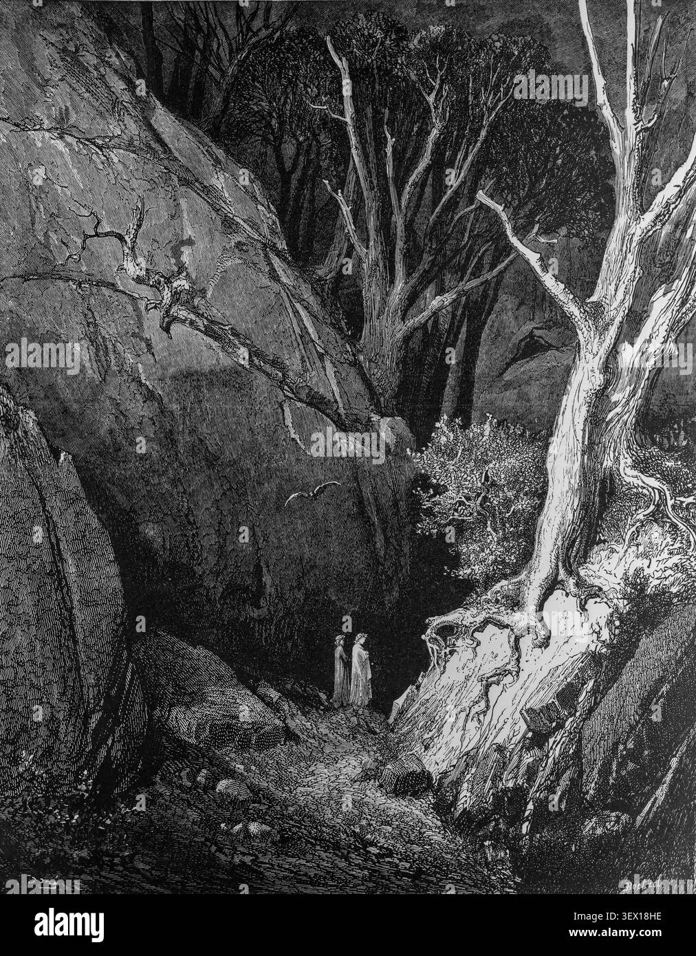 Virgile et Dante, Inferno, gravure de Gustave Dore à Divine Comédie Banque D'Images