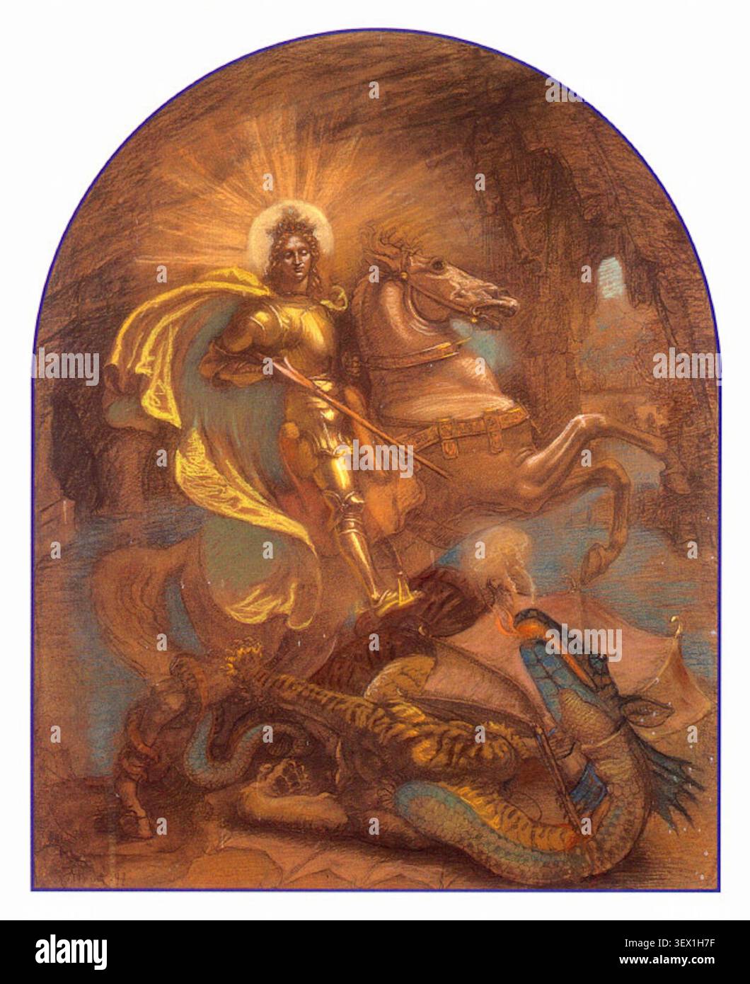 Armand point (1861-1932) - Saint Georges et le Dragon - c1890 - la pièce représente la scène légendaire de Saint Georges monté sur un cheval, combattant un dragon. Banque D'Images