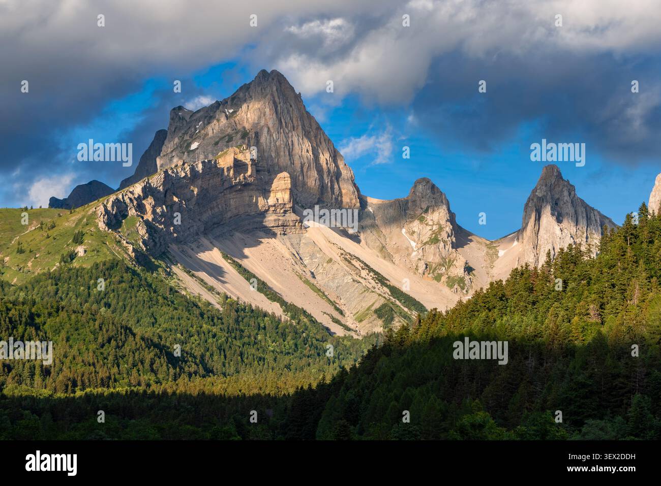 Sommet de montagne (TETE de Vachères) du massif de la Devoluy dans le Parc du Vercors, Alpes françaises. Vallée de la Jarjatte, Drôme, France Banque D'Images