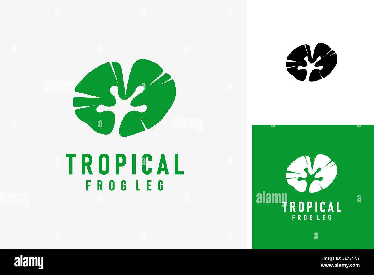 Feuille de lotus et jambe de grenouille pour la conception d'icône de symbole de logo tropical Illustration de Vecteur