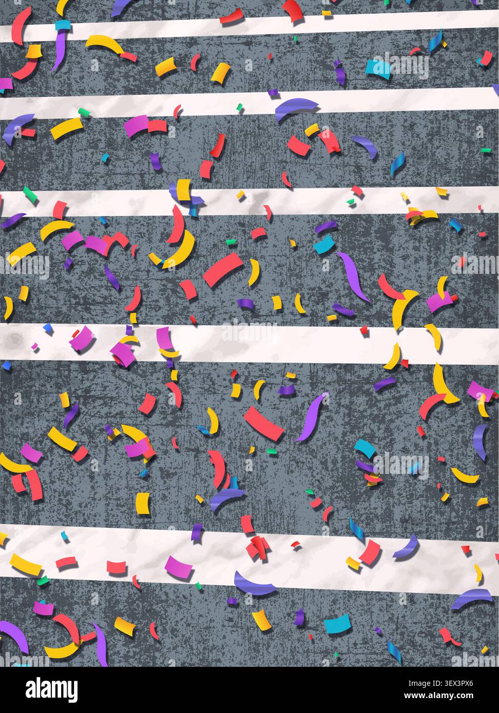 Confettis sur les marches du pont près de l'université de Venise, Italie, au moment de la remise des diplômes. Les étudiants viennent ici porter leur laurier traditionnel Banque D'Images