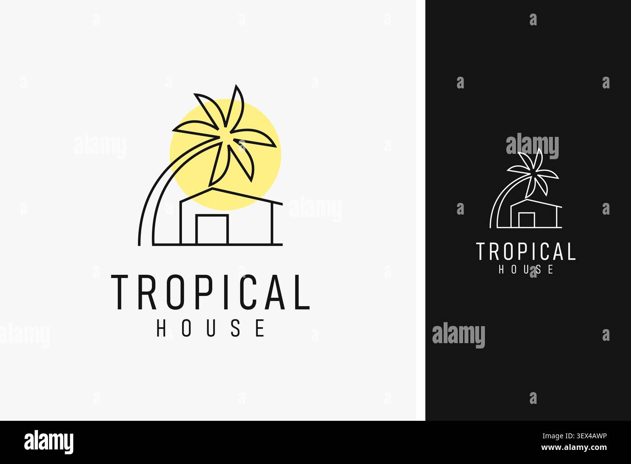 Design d'icône de symbole de logo de maison tropicale simple Illustration de Vecteur