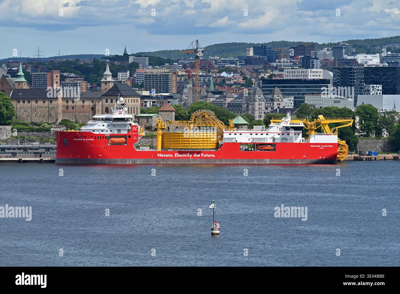 Câble NEXANS ELECTRA à Oslo Havn lors de la cérémonie d'inauguration des navires Banque D'Images