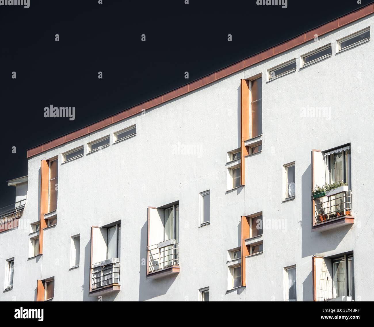 Logement de Hans Scharoun, Neues Bauen, détail de la façade, Königin-Elisabeth-Straße, Charlottenburg, Berlin, Allemagne, 1928 Banque D'Images