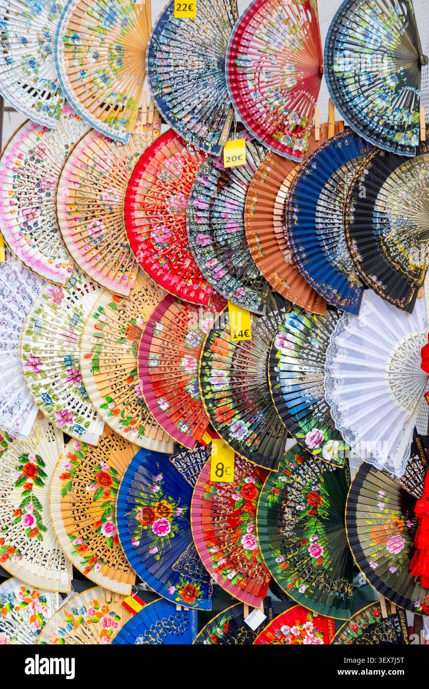 Espagne, Madrid, quartier de la Latina, marché aux puces El Rastro le dimanche, fan Banque D'Images
