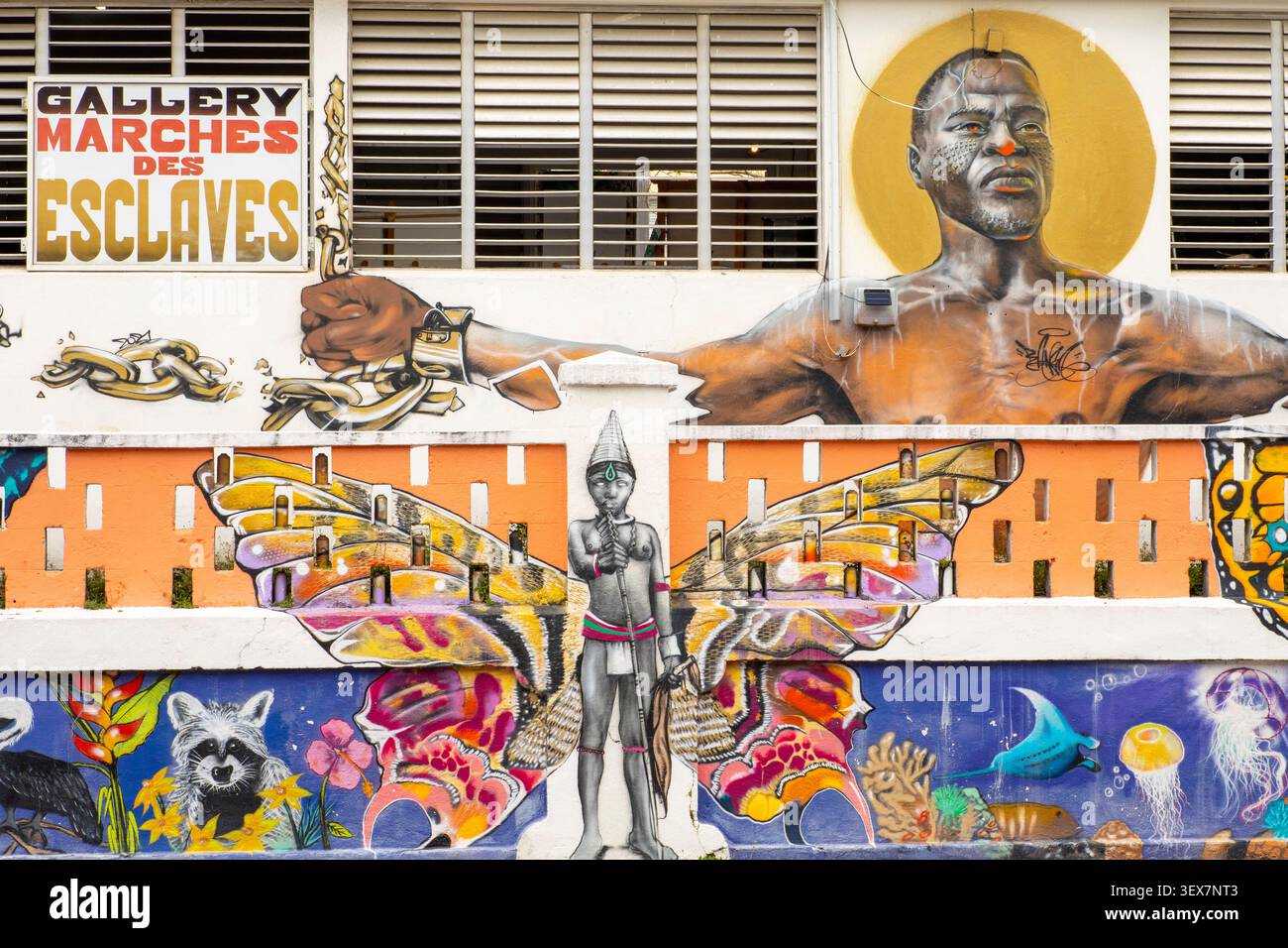 France, Guadeloupe, Grande-Terre, petit-canal, galerie d'art Marches des esclaves Banque D'Images