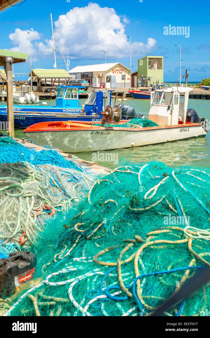 France, Guadeloupe, basse-Terre, Sainte-Rose, port de pêche Banque D'Images