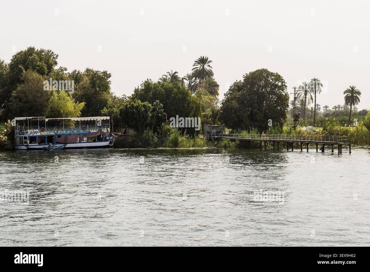 Paysage sur le Nil, près d'Esna, haute Égypte, Égypte Banque D'Images