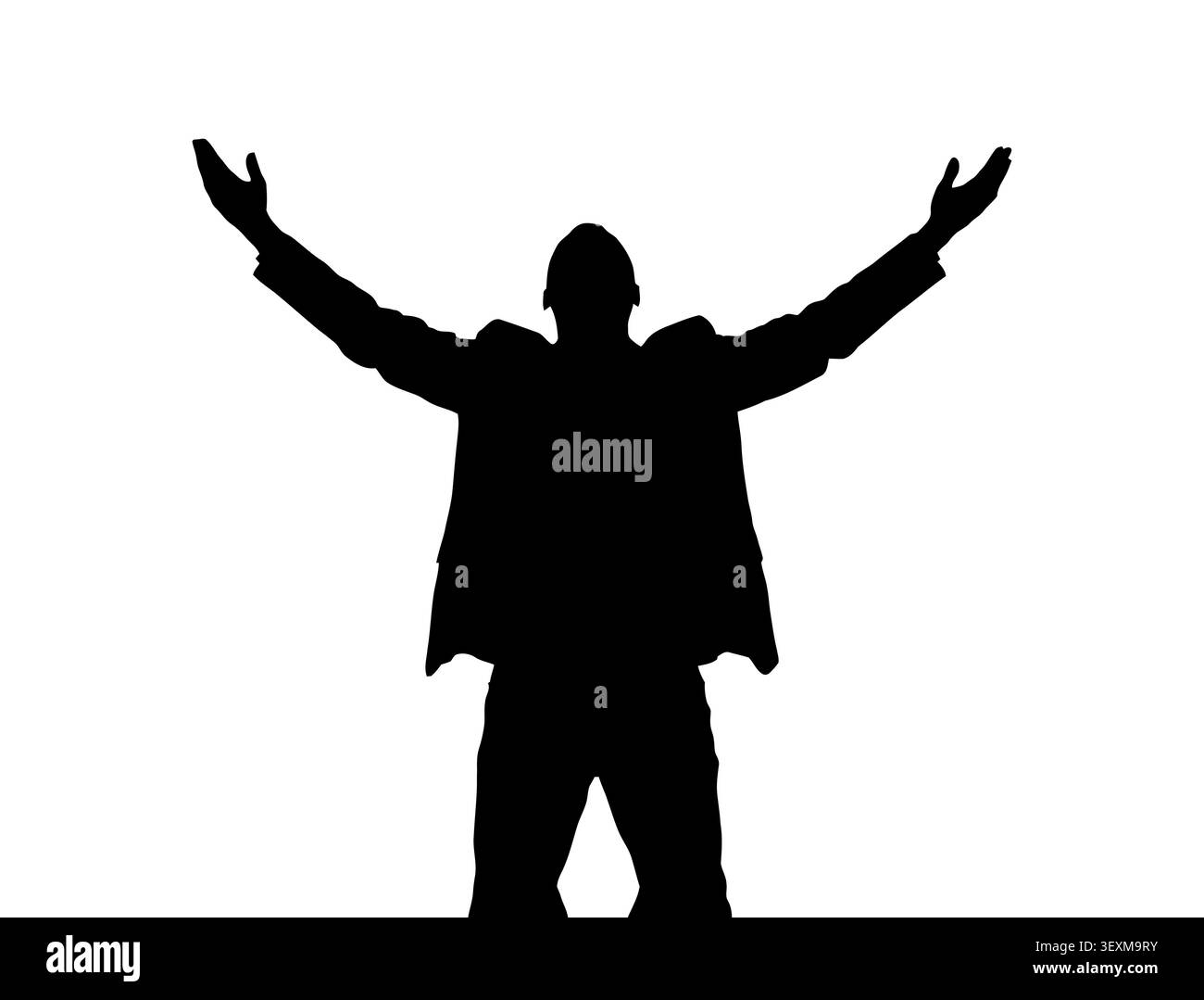 Silhouette d'un homme dans un costume classique avec les bras tendus Illustration de Vecteur