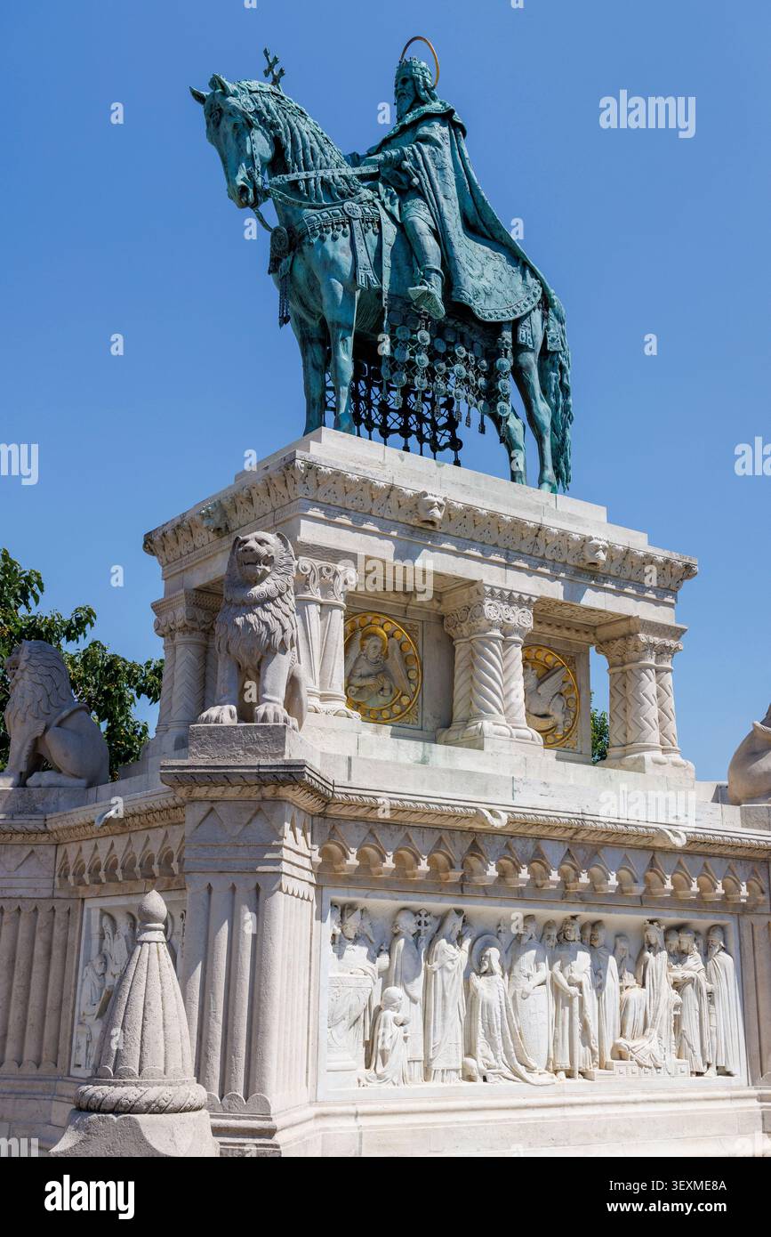 Statue d'Étienne Ier de Hongrie, roi Saint-Étienne, Budapest, Hongrie Banque D'Images