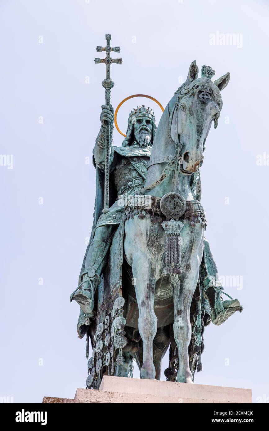 Statue d'Étienne Ier de Hongrie, roi Saint-Étienne, Budapest, Hongrie Banque D'Images