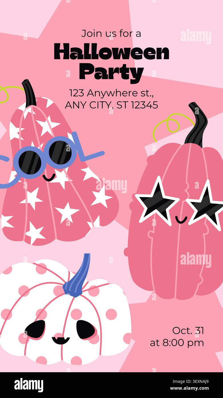Vecteur de modèle d'invitation de fête mignon d'Halloween Illustration de Vecteur