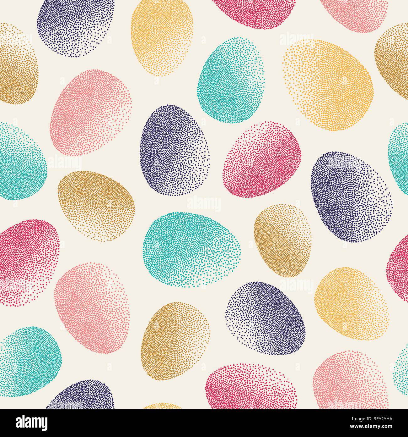 Oeufs de Pâques modèle sans couture. Illustration vectorielle colorée dessinée à la main Illustration de Vecteur