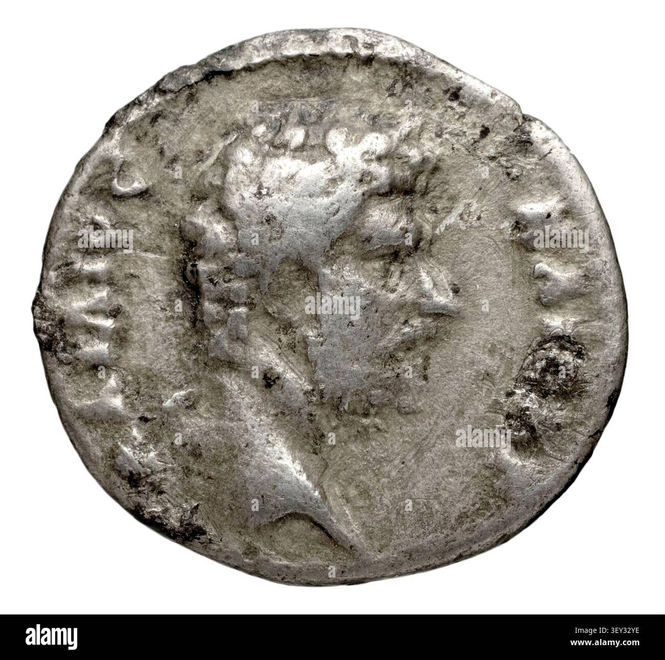 Une pièce de drachme en argent d'Amisos, Pont, émise par Aelius César, également connu sous le nom de Lucius Aelius Verus, un empereur romain, en 137 après JC. Banque D'Images